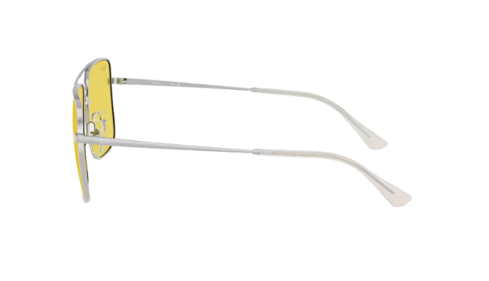 Sunglasses with yellow lens and white frame on a white background