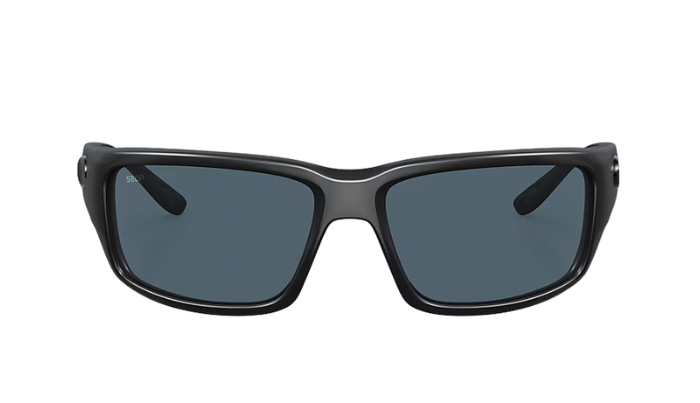 Black Costa wraparound sunglasses with a Costa brand logo on a white background