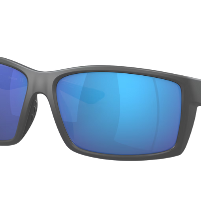 Matte Gray Costa sunglasses with blue lenses on a white background