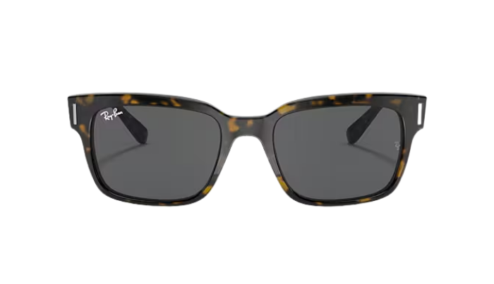 Ray-Ban Sunglasses with tortoiseshell frame and dark lenses on a white background
