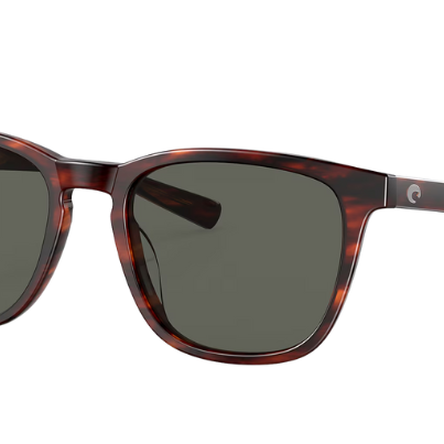 Costa Sunglasses with tortoiseshell frame and gray lenses on a white background