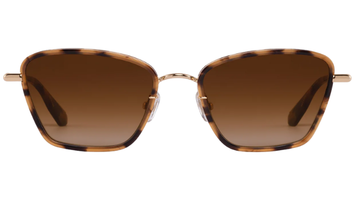 Krewe sunglasses with tortoiseshell frame and brown gradient lenses on a white background