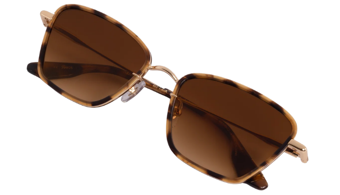 Krewe sunglasses with tortoiseshell frame and brown gradient lenses on a white background