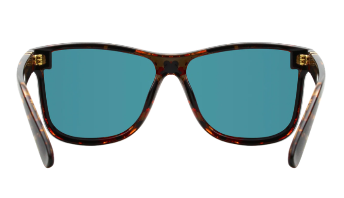 Yellow Blenders sunglasses with a tortoise shell frame on a white background