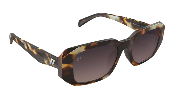 Blenders sunglasses with tortoiseshell frame and dark lenses on a white background