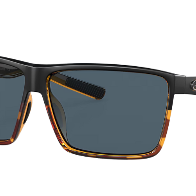 Costa Sunglasses with tortoiseshell frame and gray lenses on a white background