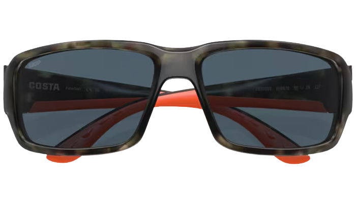 Camoflage frame Costa wraparound Sunglasses with gray lenses on a white background