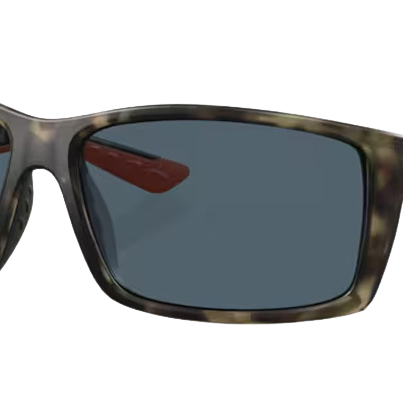 Camoflage Costa sunglasses with gray lenses on a white background