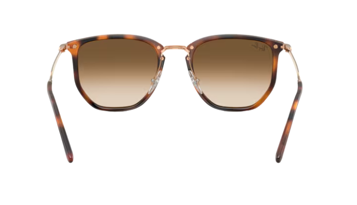 RayBan Sunglasses with tortoiseshell frame and brown gradient lenses on a white background