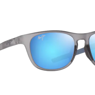 maui Jim Sunglasses with blue reflective lenses on a white background Melemele