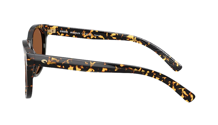 Costa Sunglasses with tortoiseshell frame and brown polarized lenses on a white background