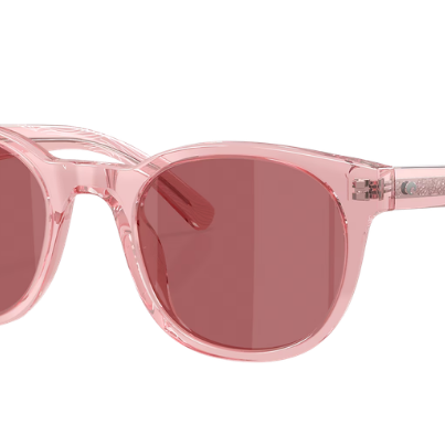 Pink Costa sunglasses with a polarized lenses an pink clear frame on a white background