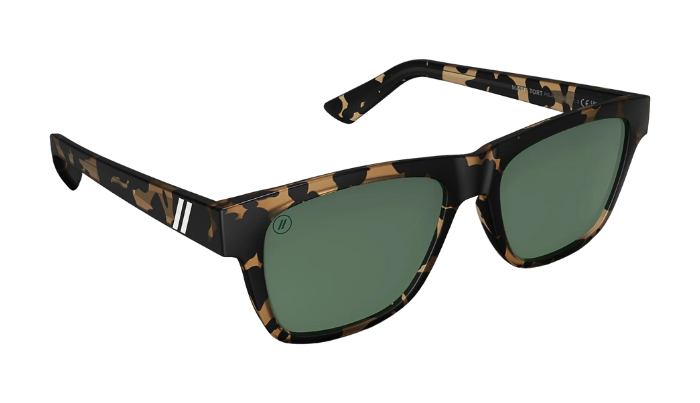 Blenders Sunglasses with a tortoise frame on a white background