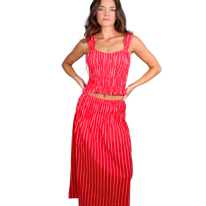 Charlotte Striped Smocked Crop Top