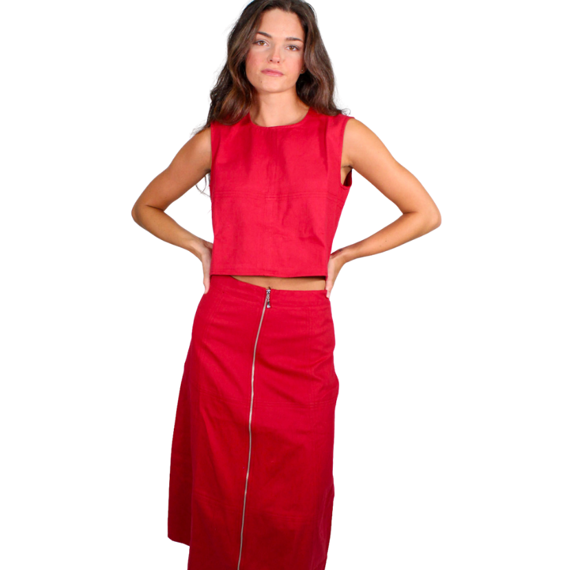 Jackie Zipper Midi Skirt