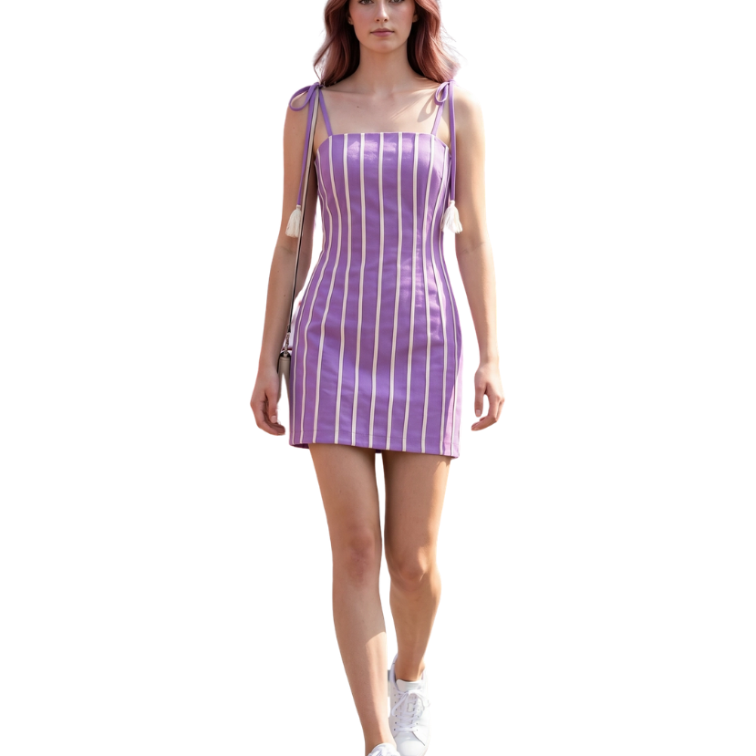 Cooper Cord Trim Mini Dress With Tassel Tie Straps