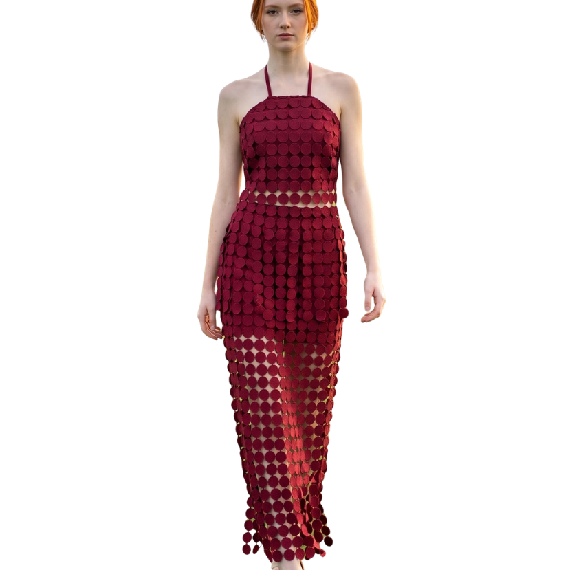 Hannah Lace Fring Halter Set