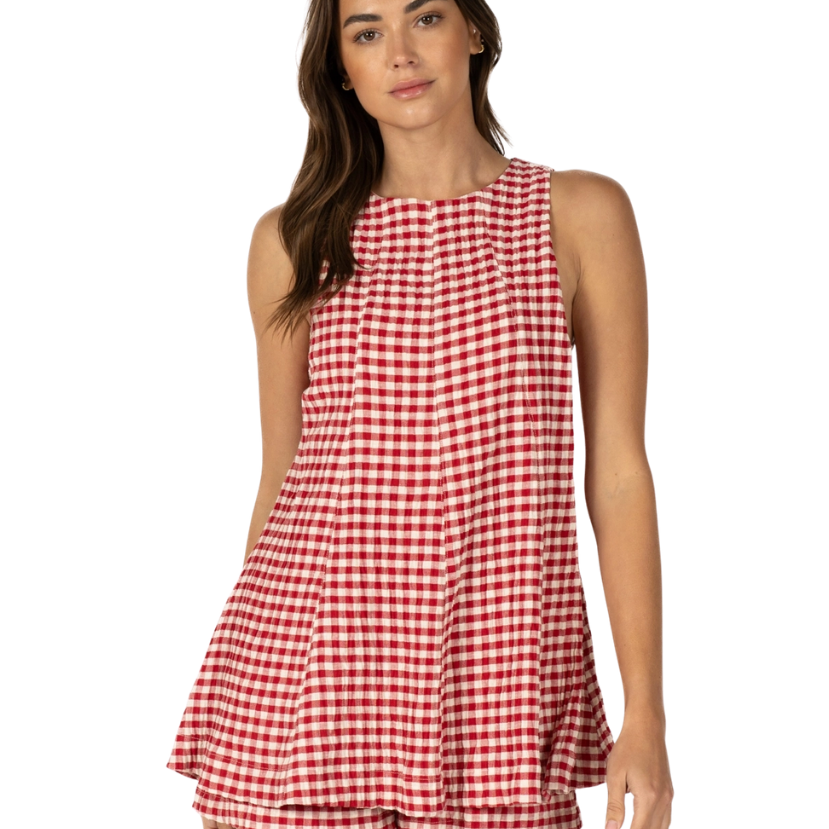 Charlie Gingham Sleeveless Baby Doll Romper