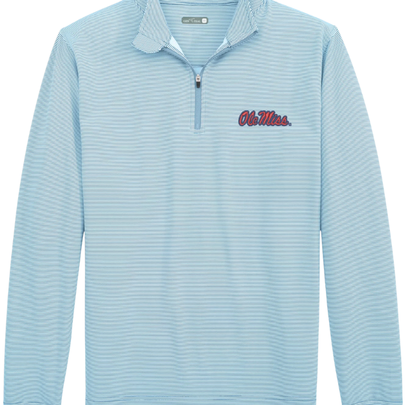 Genteal Apparel - Venture Pinstripe Performance Quarter-Zip- Ole Miss Script Logo