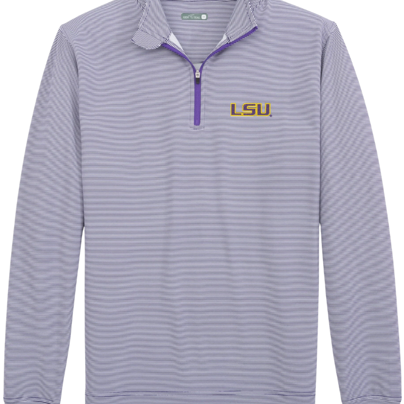 Genteal Apparel - Venture Pinstripe Performance Quarter-Zip- LSU Logo