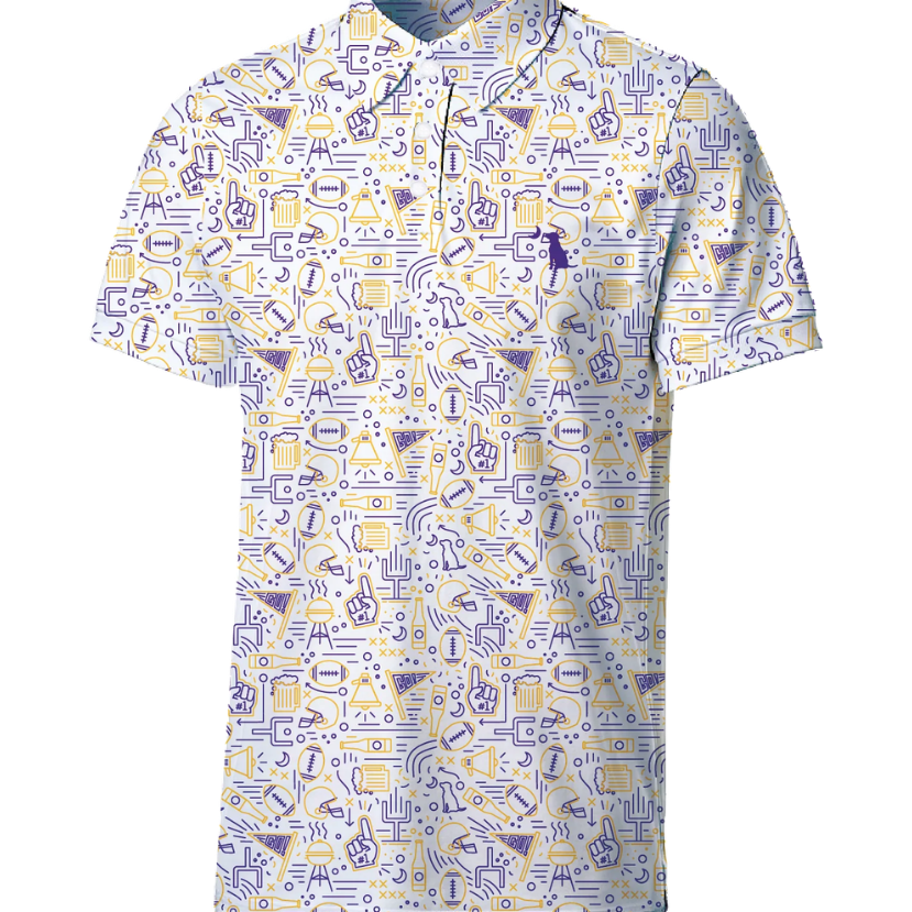 Local Boy - Dirty Myrtle Polo - Collegiate Game Day Yellow-Purple