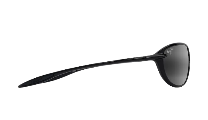 Black MAUI JIM Polarized sunglasses with gray lenses on a white background