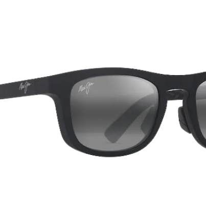Black Maui Jim polarized sunglasses with a Maui Jim logo on a white background