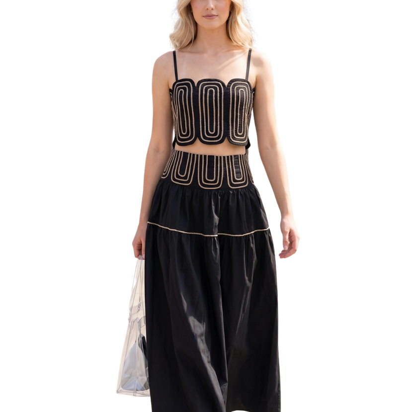 Amanda Lace Trimmed Skirt Set