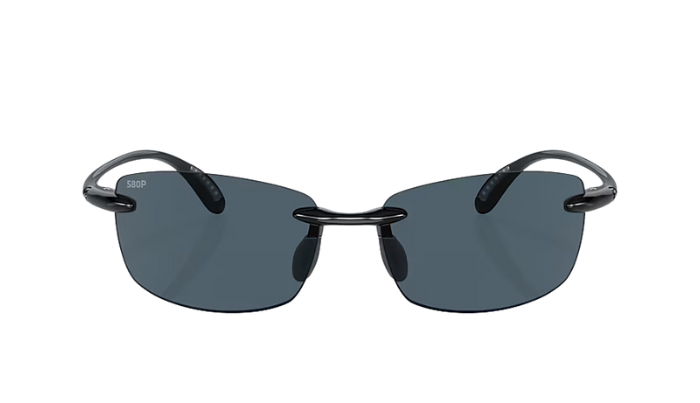 Sunglasses with black frame and dark lenses on a white background