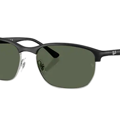 Black Ray-Ban RB4469 sunglasses with green lenses on a white background