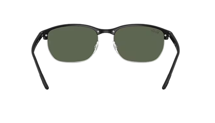 Black Ray-Ban RB4469 sunglasses with green lenses on a white background