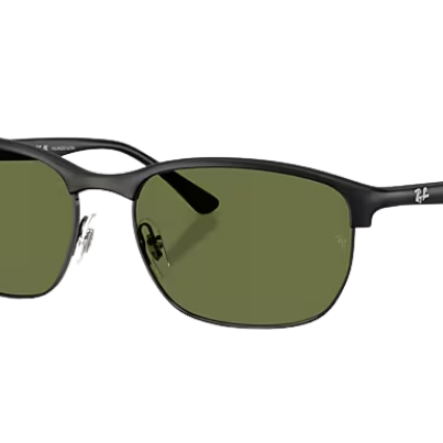 Black Ray-Ban RB4469 sunglasses with green polarized lenses on a white background