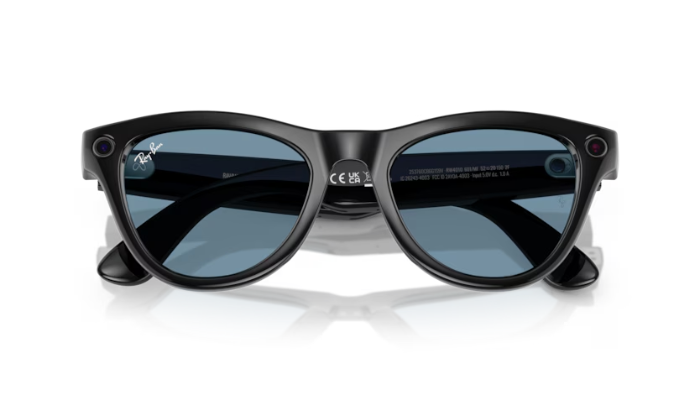 Black sunglasses with a reflective surface on a white background