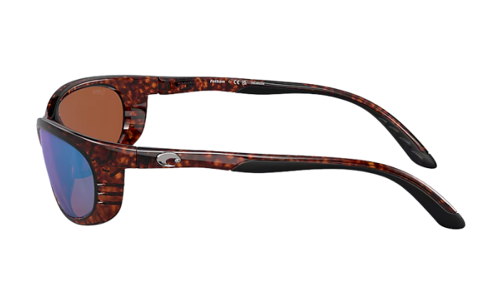 Sunglasses with tortoiseshell frame and brown lenses on a white background