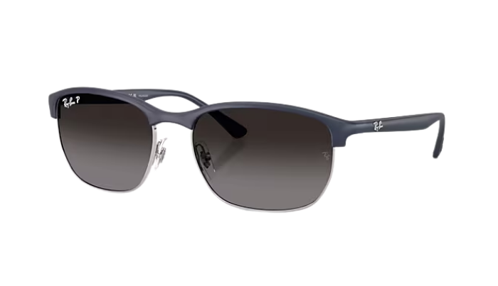 Ray-Ban RB4469 Sunglasses with dark blue frame and polarized gradient lenses on a white background