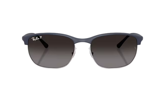 Ray-Ban RB4469 Sunglasses with dark blue frame and polarized gradient lenses on a white background