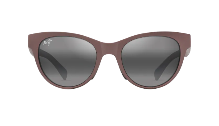 Sunglasses with brown frame and dark lenses on a white background