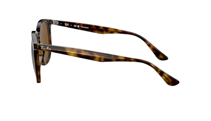 Ray-Ban Sunglasses with tortoiseshell frame and polarized brown lenses on a white background