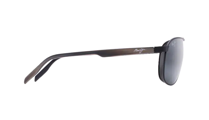 Maui Jim Castles Aviator Sunglasses with a metallic frame and reflective lenses on a white background