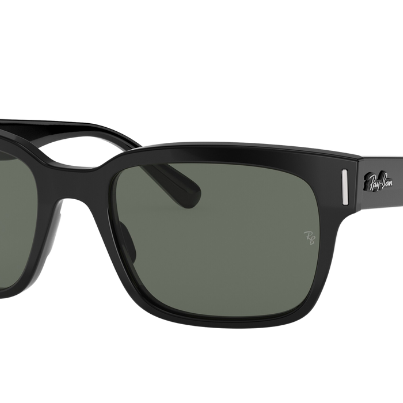 Black Ray-Ban sunglasses with Ray-Ban logo on a white background