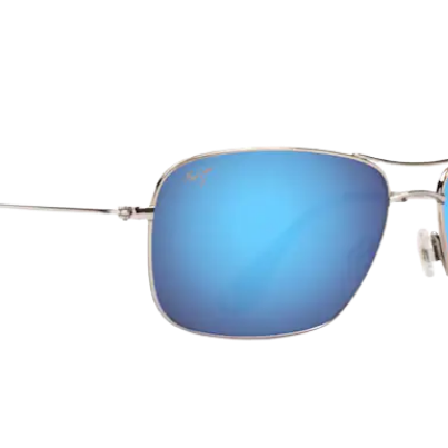 Maui Jim polarized Sunglasses with blue reflective lenses on a white background