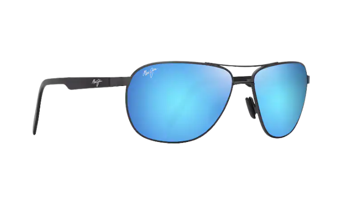 Maui Jim Aviator Castles Sunglasses with blue reflective lenses on a white background