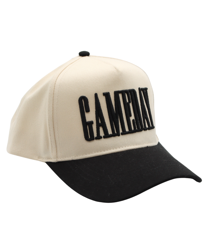 Beige and black cap with 'Gamer' text on a white background