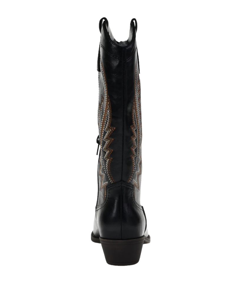 Black cowboy boot on a white background