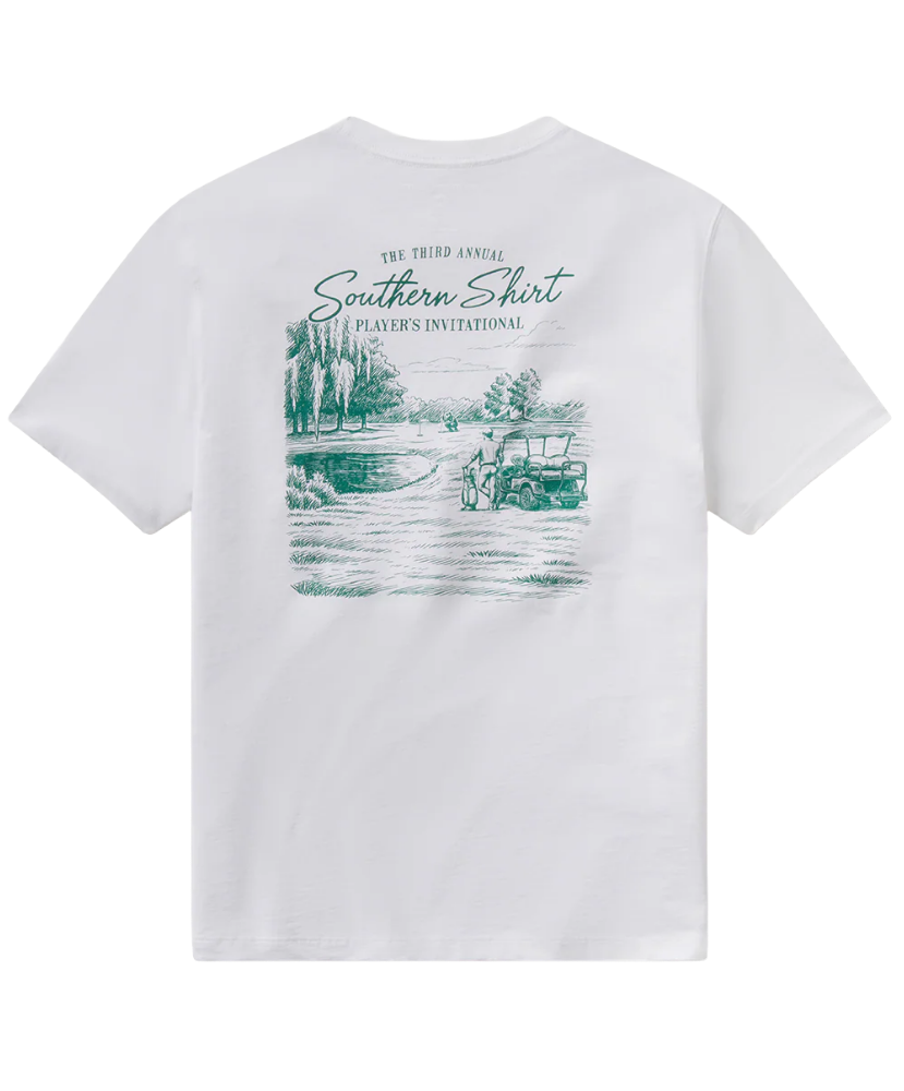 White t-shirt with green Augusta graphic and text on a white background