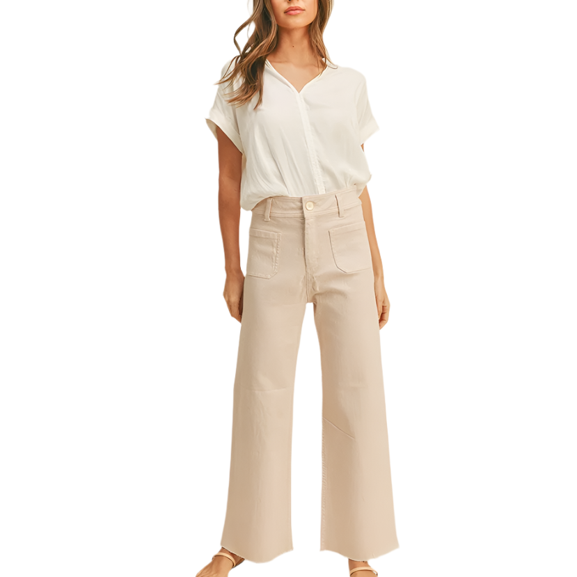 Ellen Straight Wide Leg Pants with Front Pocket