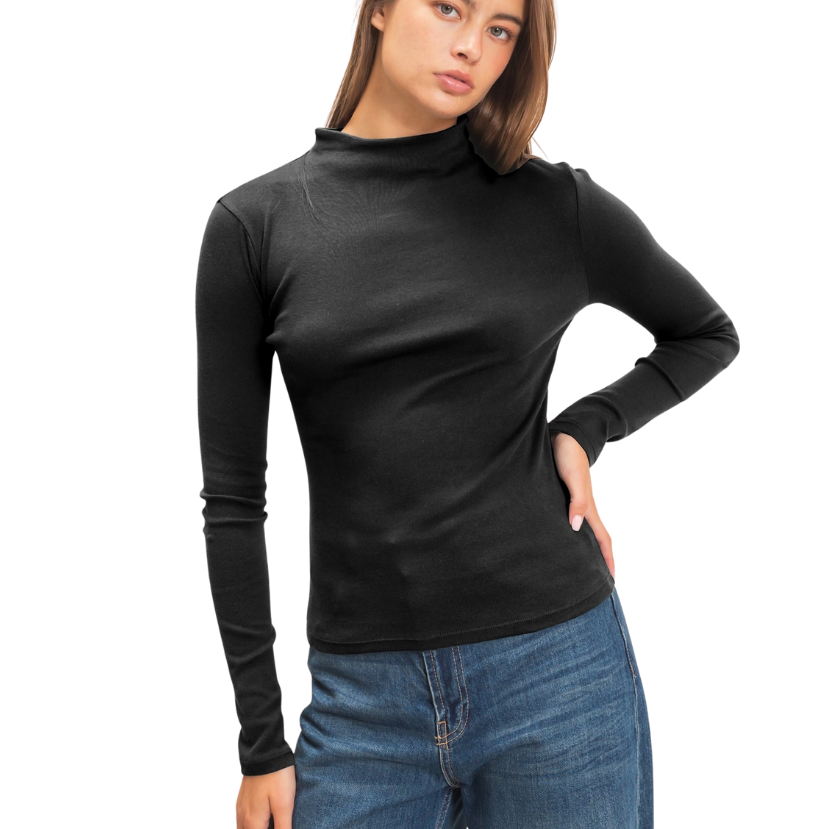 Midnight Muse Mockneck Fitted Top