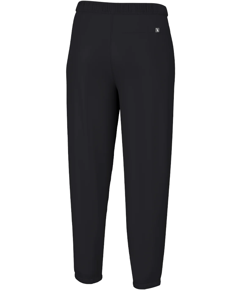 A pair of black men's joggers with a drawstring.