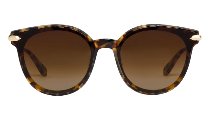 Krewe Sunglasses with tortoiseshell frame and brown lenses on a white background