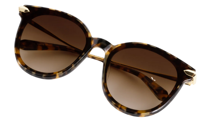 Krewe Sunglasses with tortoiseshell frame and brown lenses on a white background
